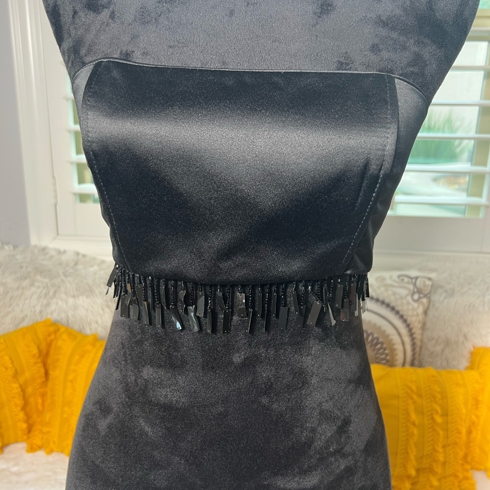 Vintage Y2K Jessica McClintock Millennium 2000 Black strapless fringe crop top - Picture 11 of 16